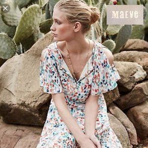 MAEVE Anthropologie Watercolor Cold Shoulder